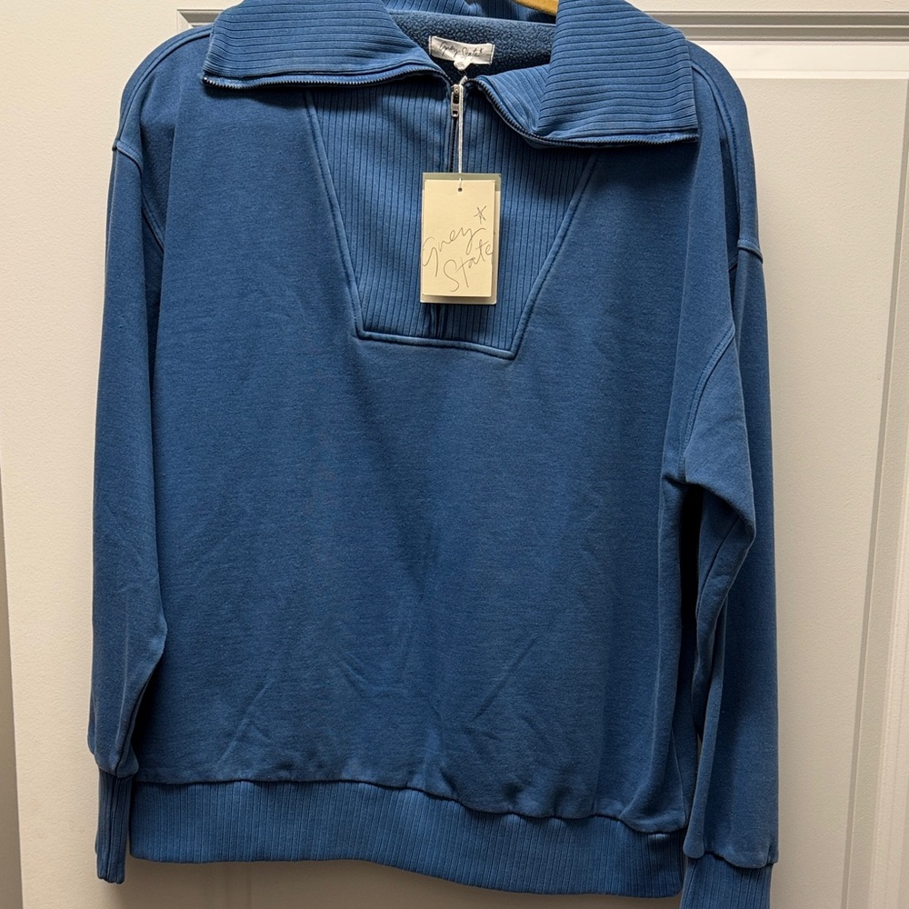 Grey State Blue Zip-Up Sweatshirt